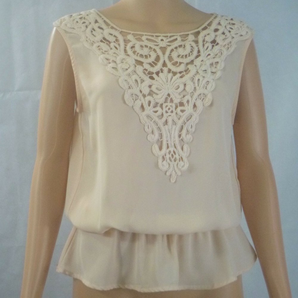 Gibson Latimer Ivory Sleeveless Lace Blouse Small